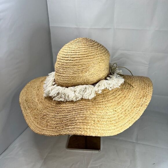 Hat Attack Coverup Sun Hat w/ fringe and beading- gray meat condition! main image 5